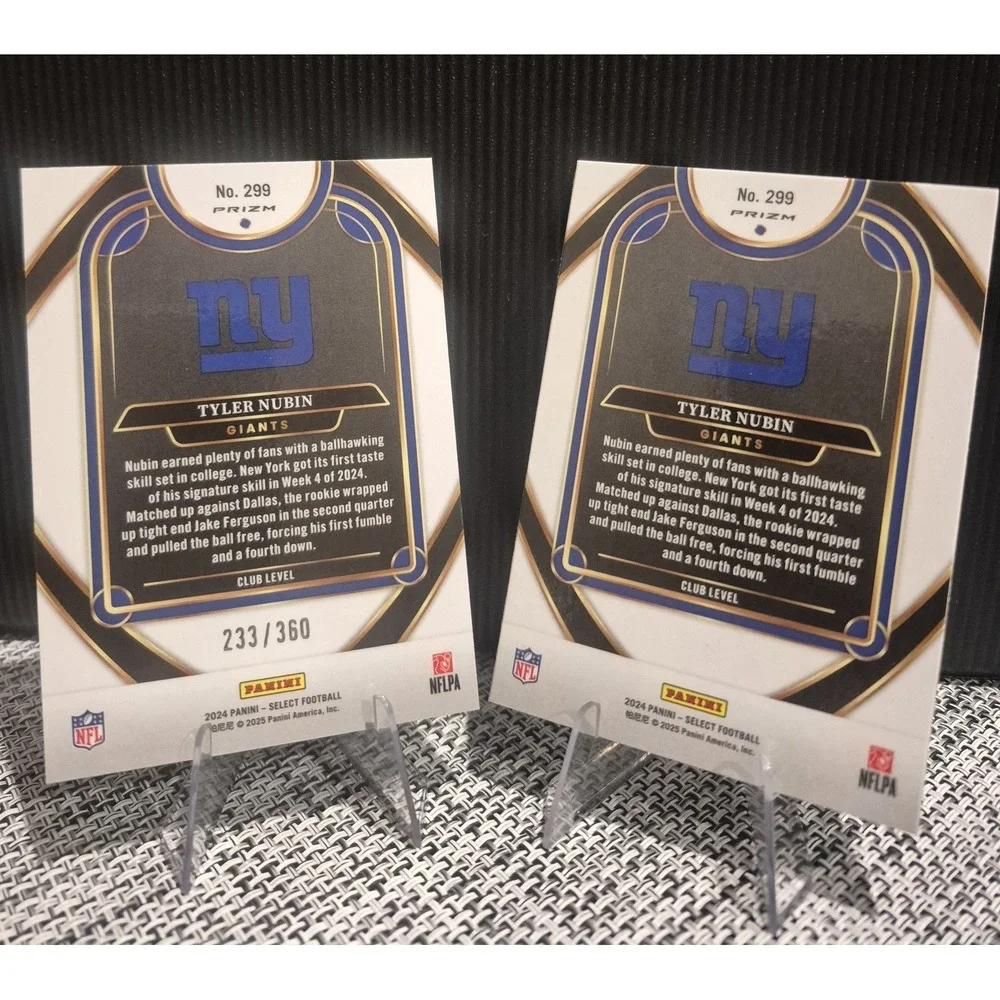 2024 Select Tyler Nubin #299 Club Level Purple Shock Prizm /360 (RC) NY Giants‎